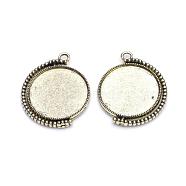 Rotatable Tibetan Style Alloy Pendant Cabochon Settings, Cadmium Free & Lead Free, Double-sided Tray, Flat Round, Antique Bronze, Tray: 25mm, 36x29.5x4mm, Hole: 3mm(PALLOY-S087-012AB)