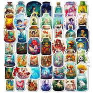 Cartoon Paper Sticker, for DIY Scrapbooking, Craft, Magic Bottle with Animal/Plant/Human, Mixed Color, 50~54x23.5~52.5x0.1mm, 50pcs/bag(STIC-E005-07)