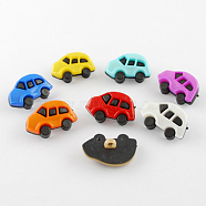 Acrylic Shank Buttons, 1-Hole, Dyed, Car, Mixed Color, 16x25x8mm, Hole: 3mm(BUTT-Q010-M)