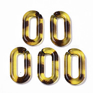 Transparent Acrylic Linking Rings, Quick Link Connectors, Imitation Leopard Skins Pattern, for Cable Chains Making, Oval, Champagne Yellow, 20x11x3mm, Inner Diameter: 13.5x4mm(OACR-R249-01)