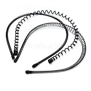 Mixed Styles Stylish Unisex Hair Accessories Wavy Hair Hoop Iron Hair Bands, Gunmetal, 130x145~150mm(OHAR-L002-M)