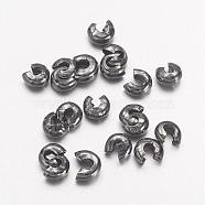 Iron Crimp Beads Covers, Cadmium Free & Lead Free, Gunmetal, Size: About 3mm In Diameter, Hole: 1.2~1.5mm(IFIN-H028-B)