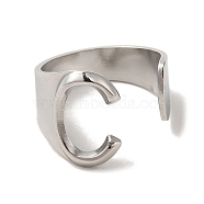 201 Stainless Steel Finger Rings, Letter C, Inner Diameter: 18mm(RJEW-H223-04P-C)