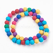 Natural Lava Rock Beads Strands, Dyed, Round, Colorful, 8mm, Hole: 1mm, about 49pcs/strand, 15.55 inch(39.5cm)(G-I204-A-8mm)