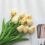 PU Tulipa Flowers Bundles, for Indoor Outdoor Home Garden Porch Window Plant Decoration, Light Goldenrod Yellow, 330x25mm(PW23050325850)