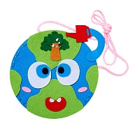 The Earth Day Theme DIY Non Woven Cloth Cartoon Earth-shaped Bag Kits, with Random Color Cords, Plastic Pin and Adhesive Patch, for Kindergarten Children Art Craft Supplies, Mixed Color, 120x177x1mm(DIY-WH0265-35)