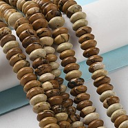 Natural Picture Jasper Beads Strands, Saucer Beads, Rondelle, 6~6.5x3mm, Hole: 1mm, about 118~119pcs/strand, 15.35''(39cm)(G-Z030-A18-01)