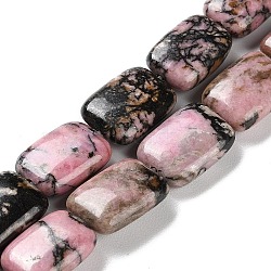 Natural Rhodonite Beads Strands, Rectangle, 14~15x10~11x5~5.5mm, Hole: 1~1.2mm, about 28pcs/strand, 16.02 inch(40.7cm)(G-K357-D09-01)