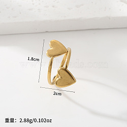 Adjustable 201 Stainless Steel Cuff Open Rings, Heart, Golden, 20mm, Inner Diameter: 18mm(WG1A63A-04)
