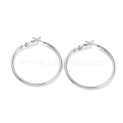 Non-Tarnish Ring 304 Stainless Steel Hoop Earrings for Women Men, Stainless Steel Color, 12 Gauge, 40x2mm, Pin: 0.6mm(EJEW-B049-02D-P)