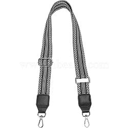 Adjustable Polyester Geometric Pattern Bag Straps, with Alloy Swivel Clasps, Bag Replacement Accessories, Black, 75~145x3.8x0.2cm(FIND-WH0096-21)