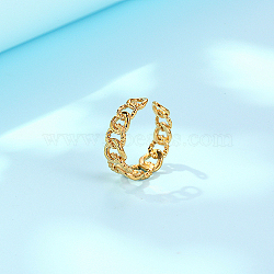 Stainless Steel Open Cuff Finger Ring, Curb Chains Shape, Golden, US Size 7 1/2(17.7mm)(EK4200-1)