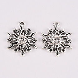 Tibetan Style Alloy Pendants Rhinestone Settings, Lead Free & Cadmium Free, Sun, Antique Silver, Fit For 1.5mm rhinestone, 23.5x18.5x3mm, Hole: 1.5mm(TIBE-N010-70AS-RS)