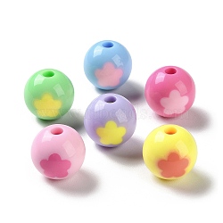 Two Tone Opaque Acrylic Beads, Round, Star, 16mm, Hole: 3.7mm, about 224pcs/500g(SACR-I005-07D)