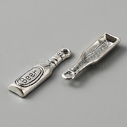 Tibetan Style Alloy Charm, Wine Bottle, Antique Silver, 23.5x6x3mm, Hole: 1.6mm(FIND-CJC0006-32AS)