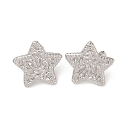 304 Stainless Steel Stud Earrings for Women, Star, 21x22mm(EJEW-L272-028P-01)