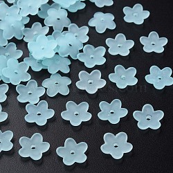Transparent Acrylic Beads, Frosted, Flower, Cyan, 12.5x13x2.5mm, Hole: 1.8mm, about 2439pcs/500g(MACR-S373-118-D07)