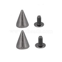 Iron Rivets, for Clothes Bag Shoes Leather Craft, Cone, Gunmetal, 7~9.5x7mm, Hole: 5mm, 2pcs/set(IFIN-WH0057-41B)