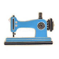 Sewing Machine Enamel Pins, Alloy Brooches for Backpack Clothes, Blue, 22.5x34mm(JEWB-G279-04G-02)