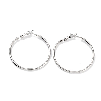 Ring 304 Stainless Steel Hoop Earrings for Women Men, Stainless Steel Color, 12 Gauge, 40x2mm, Pin: 0.6mm