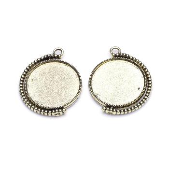 Rotatable Tibetan Style Alloy Pendant Cabochon Settings, Cadmium Free & Lead Free, Double-sided Tray, Flat Round, Antique Bronze, Tray: 25mm, 36x29.5x4mm, Hole: 3mm