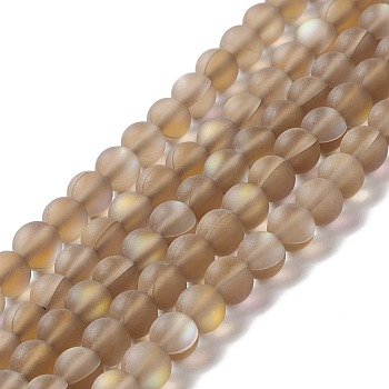 Synthetic Moonstone Beads Strands, Frosted, Round, Peru, 6mm, Hole: 1mm, about 60~64pcs/strand, 14.76''~15.55''(37.5~39.5cm)