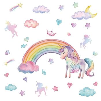 PVC Wall Stickers, Wall Decoration, Unicorn, 390x750mm, 2pcs/set