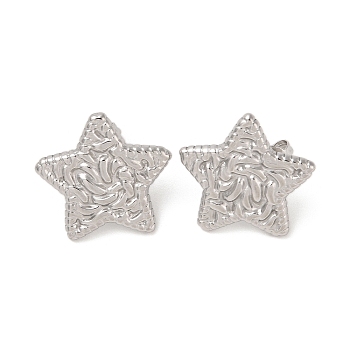 304 Stainless Steel Stud Earrings for Women, Star, 21x22mm