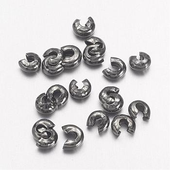 Iron Crimp Beads Covers, Cadmium Free & Lead Free, Gunmetal, Size: About 3mm In Diameter, Hole: 1.2~1.5mm