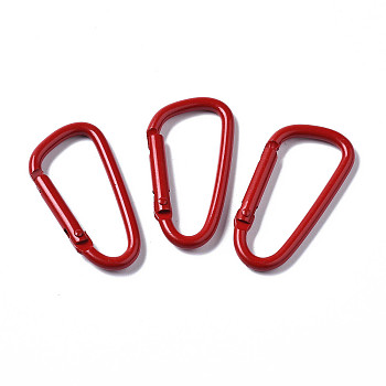 Aluminum Spring Gate Rings, D Shape, Red, 46x24x4.5mm, Inner Diameter: 38.5x16mm