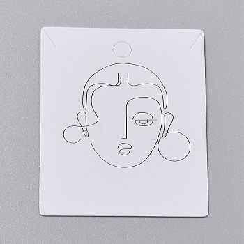 Cardboard Jewelry Display Cards, for Hanging Earring & Necklace Display, Rectangle, Women Pattern, 6x5x0.05cm, Hole: 2~5mm