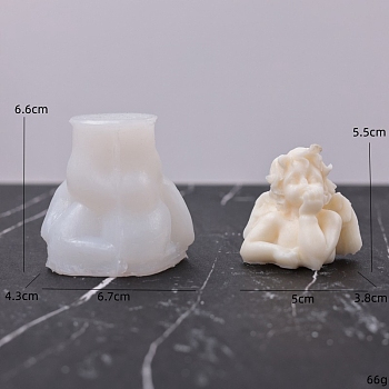 3D Angel DIY Food Grade Silicone Candle Molds, Aromatherapy Candle Moulds, Scented Candle Making Molds, White, 6.6x6.7x4.3cm, Inner Diameter: 5.5x5x3.8cm