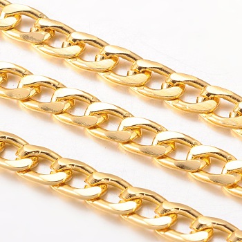 Aluminum Twisted Chains Curb Chains, Unwelded, Lead Free and Nickel Free, Oxidated in Gold, Size: about Chain: 12mm long, 7mm wide, 2mm thick