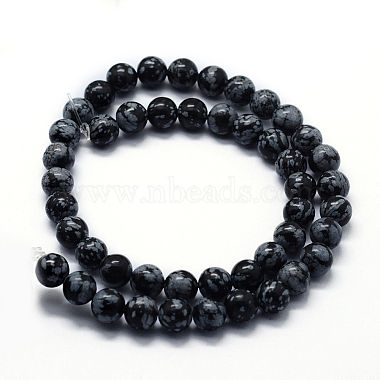 Chapelets de perles de flocon de neige en obsidienne naturelle(X-G-I199-36-10mm)-2
