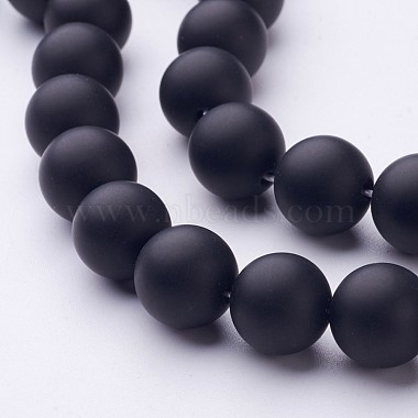 Chapelets de perles perles en agate noire naturelle(G-D543-12mm)-2