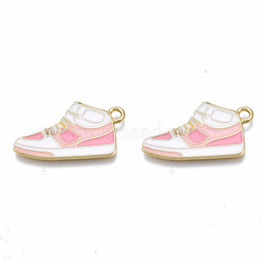 Light Gold Pink Shoes Alloy+Enamel Pendants