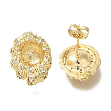 Real 18K Gold Plated Brass+Cubic Zirconia Stud Earring Findings