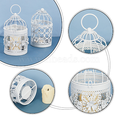 Metal Iron Birdcage Candle Holder(AJEW-GA0002-27)-4