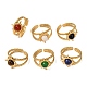 Round Natural Mixed Stone Finger Rings(RJEW-Q822-39G)-1