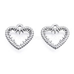 Non-Tarnish 201 Stainless Steel Pendants, Heart, Stainless Steel Color, 15x15.5x1.5mm, Hole: 1.4mm(STAS-N098-176P)