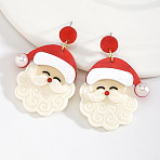 Santa Claus Acrylic Dangle Stud Earrings, Platinum & Golden, Red, 53x38mm(FS-WGC85F3-01)