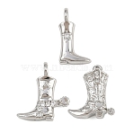 Brass Micro Pave Cubic Zirconia Pendants, Boot Charms, Rack Plating, Long-Lasting Plated, Cadmium Free & Lead Free, Platinum, 17~19x10.5~17x4.5~6mm, Hole: 1.2~4mm(KK-I352-35P)