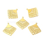 Iron Filigree Joiners, Etched Metal Embellishments, Rhombus, Golden, 27x26x0.5mm, Hole: 1.4mm(FIND-B020-13G)