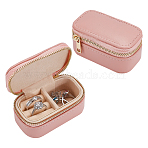 Portable Travel Rectangle PU Leather Jewelry Set Storage Zipper Boxes, Jewelry Case for Earrings, Rings, Bracelets, Pink, 8.5x4.9x4.1cm(LBOX-WH0007-001A)