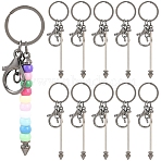 10Pcs Alloy Bar Beadable Keychain for Jewelry Making DIY Crafts, with Alloy Lobster Clasps and Iron Ring, Bullet, Gunmetal, 11.5cm(KEYC-YW0001-29B)