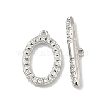 Oval Brass Micro Pave Clear Cubic Zirconia Toggle Clasps, Cadmium Free & Lead Free, Long-Lasting Plated, Platinum, 4.5~16.5x11~20.5x2.5~3mm, Hole: 0.8mm(KK-G548-25P)