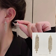 Alloy Rhinestone Dangle Stud Earrings for Women, Tassel Earrings, with 925 Sterling Silver Pin, Tassel, 18x12mm(WG29476-40)