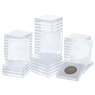 50 Sets 5 Styles Plastic Square Coin Boxes,  Commemorative Coin Collection Supplies, Clear, 48x48x6.5mm, 10 sets/style(KY-NB0001-58)
