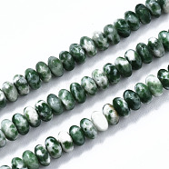 Natural Green Spot Jasper Beads Strands, Rondelle, 4~5x2mm, Hole: 0.8mm, about 145~150pcs/strand, 14.96~15.35 inch(38~39cm)(G-S366-128)
