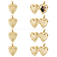 Brass Locket Pendants, Photo Frame Pendants for Necklaces, Heart with Bowknot, Real 18K Gold Plated, 22.5x19.5x5.5mm, Hole: 4x3mm, 8pcs/box(KK-FH0004-90)
